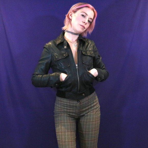 Topshop Black Leather Double-Rider Biker Jacket - Picture 4 of 4